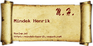 Mindek Henrik névjegykártya